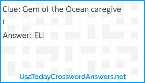 Gem of the Ocean caregiver Answer
