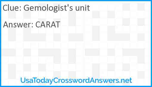Gemologist's unit Answer