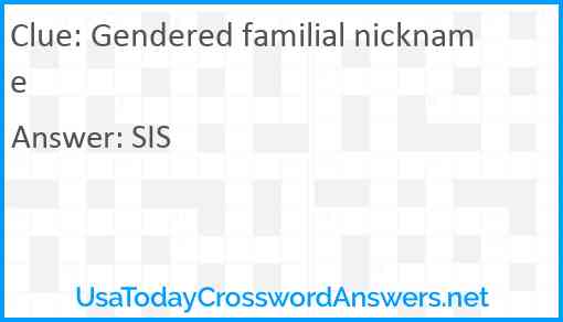 Gendered familial nickname Answer