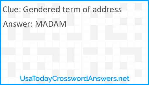Gendered term of address Answer