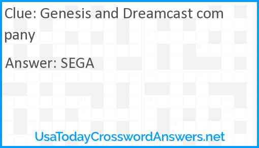 Genesis and Dreamcast company Answer