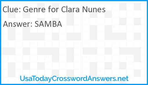 Genre for Clara Nunes Answer