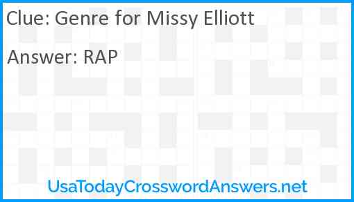 Genre for Missy Elliott Answer