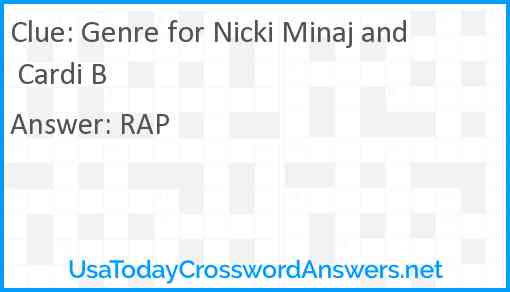 Genre for Nicki Minaj and Cardi B Answer