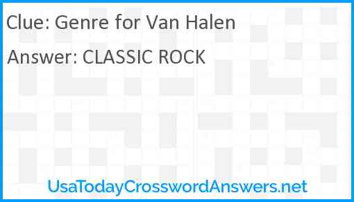 Genre for Van Halen Answer