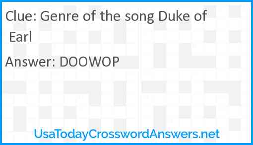 Genre of the song Duke of Earl Answer