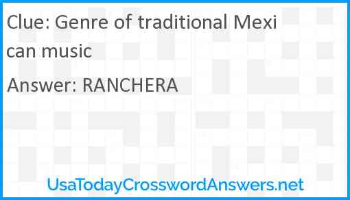 Genre of traditional Mexican music Answer