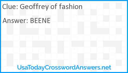 Geoffrey of fashion Answer