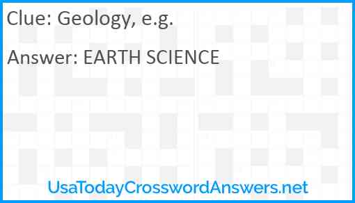 Geology, e.g. Answer