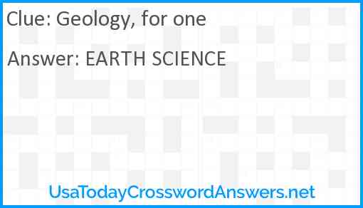 Geology, for one Answer
