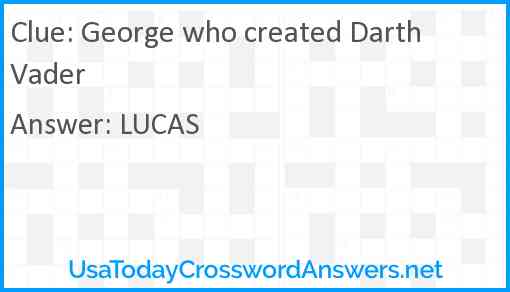 George who created Darth Vader Answer
