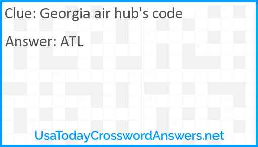Georgia air hub's code Answer
