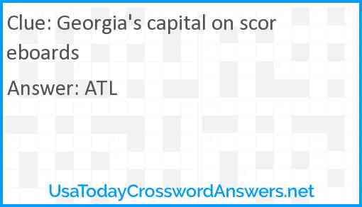 Georgia's capital on scoreboards Answer