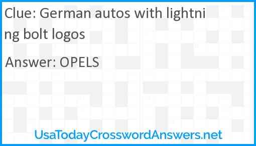 German autos with lightning bolt logos Answer