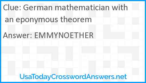 German mathematician with an eponymous theorem Answer