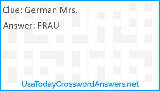 German Mrs. Answer