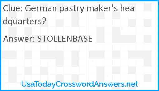 German pastry maker's headquarters? Answer