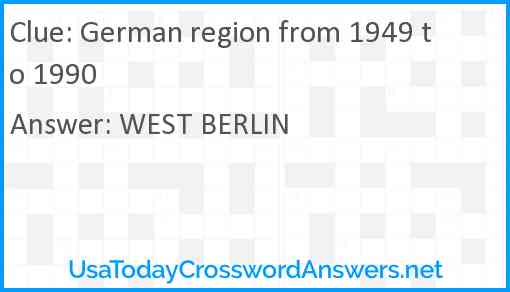 German region from 1949 to 1990 Answer