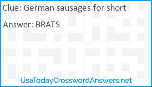 German sausages for short Answer