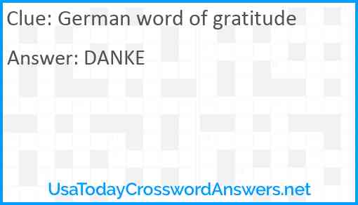 German word of gratitude Answer