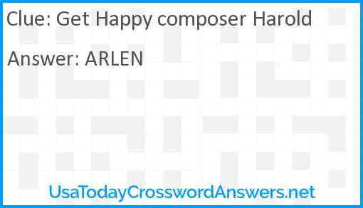 Get Happy composer Harold Answer