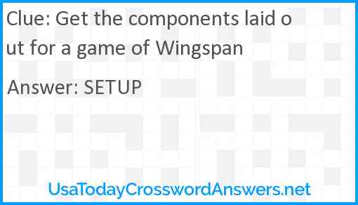 Get the components laid out for a game of Wingspan Answer