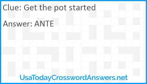 Get the pot started Answer