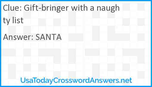 Gift-bringer with a naughty list Answer