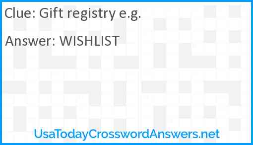 Gift registry e.g. Answer