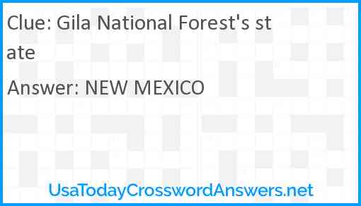 Gila National Forest's state Answer