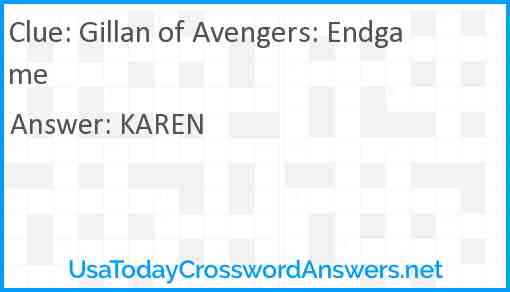Gillan of Avengers: Endgame Answer