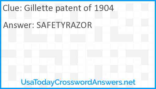 Gillette patent of 1904 Answer