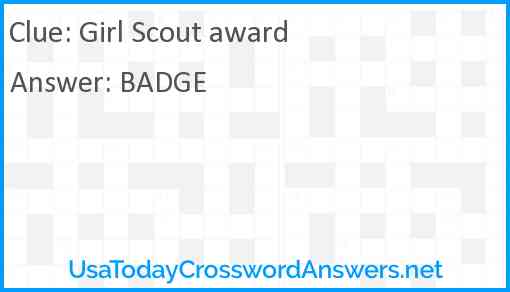 Girl Scout award Answer