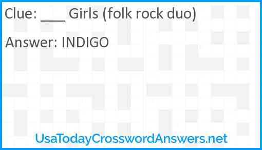 ___ Girls (folk rock duo) Answer