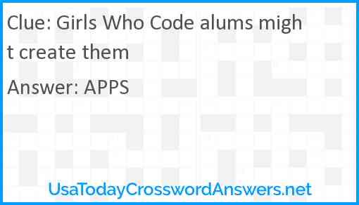 Girls Who Code alums might create them Answer
