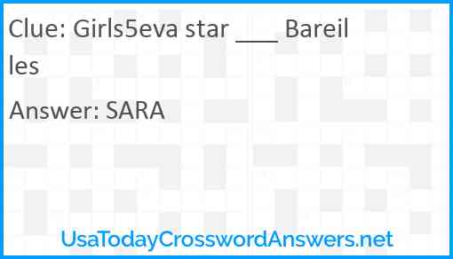 Girls5eva star ___ Bareilles Answer