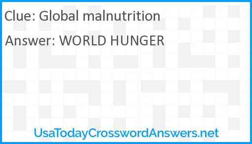 Global malnutrition Answer