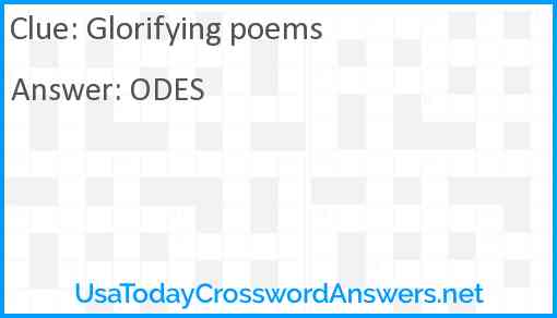 Glorifying poems Answer