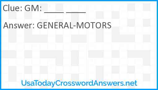 GM: ____ ____ Answer