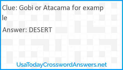 Gobi or Atacama for example Answer