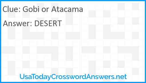 Gobi or Atacama Answer