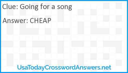 Going for a song Answer