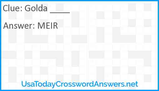 Golda ____ Answer