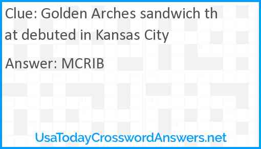 Golden Arches sandwich that debuted in Kansas City Answer