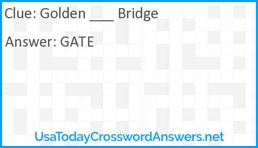 Golden ___ Bridge Answer
