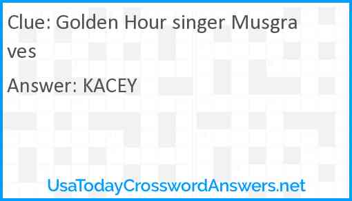 Golden Hour singer Musgraves Answer