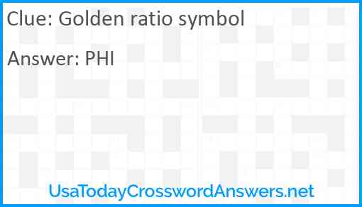 Golden ratio symbol Answer