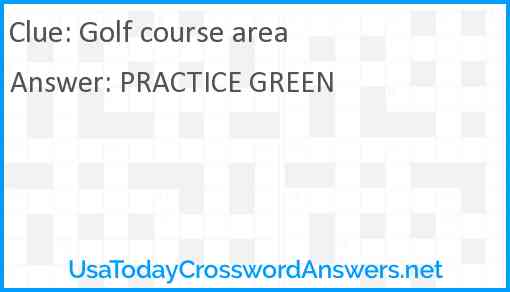 Golf course area Answer