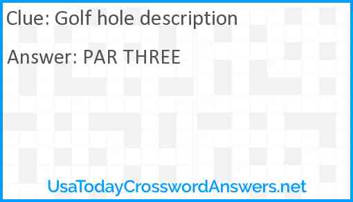 Golf hole description Answer