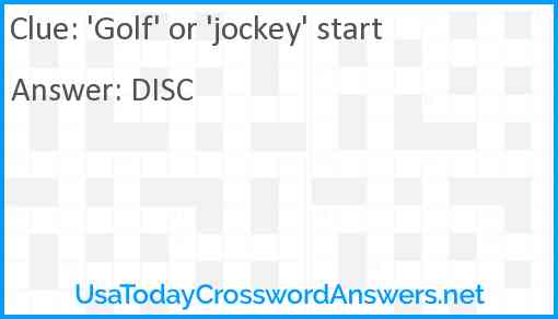 'Golf' or 'jockey' start Answer